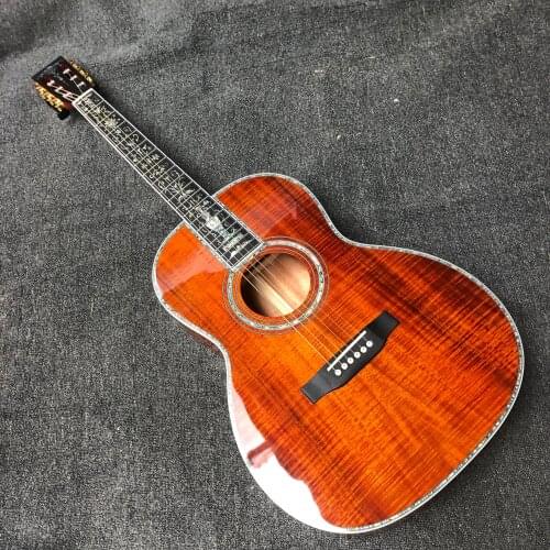 Koa wood 00045 Parlor acoustic guitar all real abalone 000 45 Parlour acoustic electric guitar free shipping OM45 acoustic