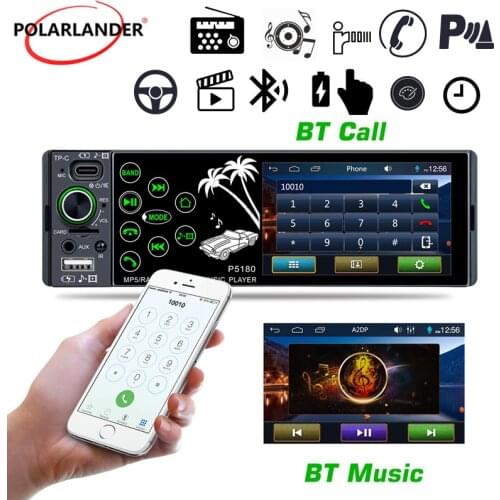 Car Radio 1 DIN Bluetooth FM IPS Screen Full Touch Multi-Language MP5 Color Backlight 3.8 Inch Subwoofer Output TP-C Interface