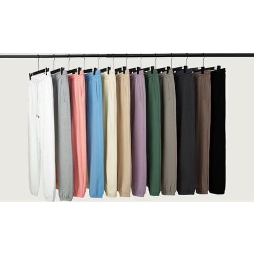 Basic 12 Colors Cotton Drawstring Joggers Terry Sweatpants Men High Quality Casual Fitness Workout Running Sport Pocket Pants