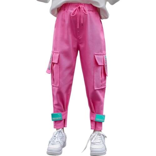 Pants For Girls Letter Childrens Cargo Trousers For Girls Patchwork Childrens Pants Teenage Kids Clothes Girls