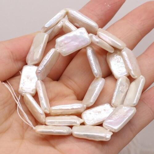 Natural Freshwater Pearl Beaded Irregular White Rectangular Beads for Jewelry Making DIY Necklace Bracelet Accessories 10x18mm