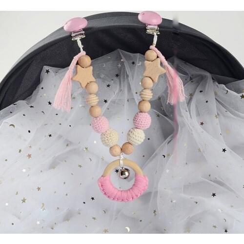 Baby Toy Wooden Pram Clip Pacifier Clip Chain Mobile Pram Rattle Stroller Toys Bed Bell Around Neborn Gift Toys