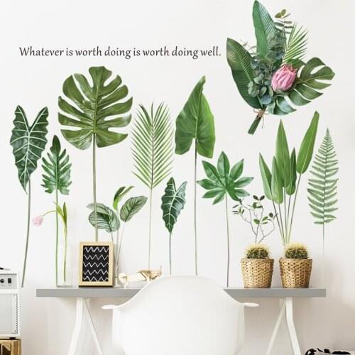 DIY Creative Tropical Plants Home Decoration Wall Sticker Living Room Bedroom Wall Decals Poster Mural