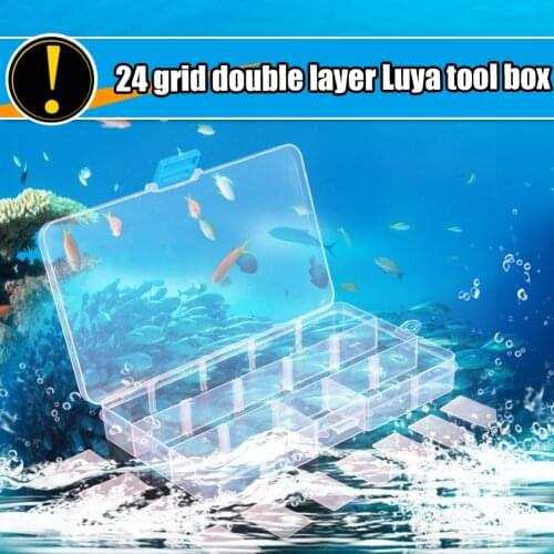24 Slots Plastic Fishing Tackle Box Fishing Bait Lure Holder Storage Cases
