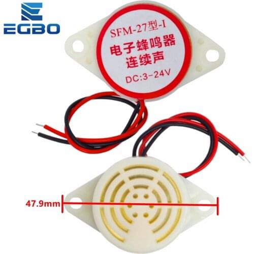 95DB Alarm High-decibel 3-24V 12V Electronic Buzzer Beep Alarm Intermittent Continuous Beep for Arduino SFM-27