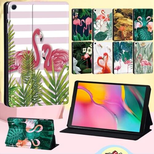 For Samsung Galaxy Tab S6 Lite P610 P615 Flip Tablet Case for Tab S7 T870 T875/Tab S6 T860 T865 - Flamingo Pattern Cover Case