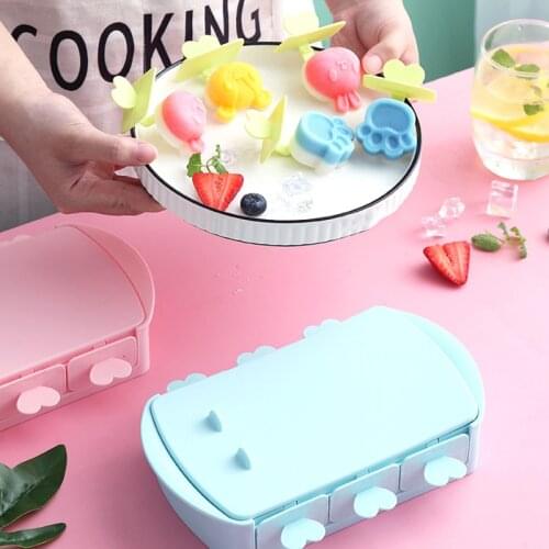 Ice Cream Mold Cartoon Household Homemade Silicone Children Diy Ice Box Ice Tray Safe and Durable GQ