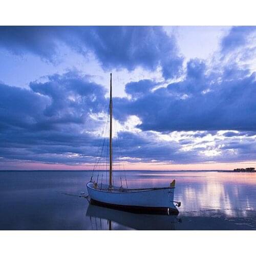 GATYZTORY DIY painting by numbers with frame for kids Sea boat seascape pictures by numbers acrylic paints for painting on canva