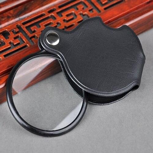 5x 45mm Office Loupe Pocket Ultra-thin Portable Magnifier Elderly Newspaper Reading Handheld Magnifying Glass with Holster Case
