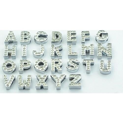 White K Alloy Leather Cord Perforated Diamond 26 Letter Making Bracelets Necklace DIY Jewelry Accessories