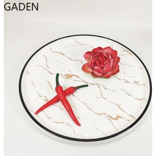Creative White Ceramic Tray Simple Marbled Tableware Dinner Set Plates and Dishes Household Round Plate Kitchen Supplies