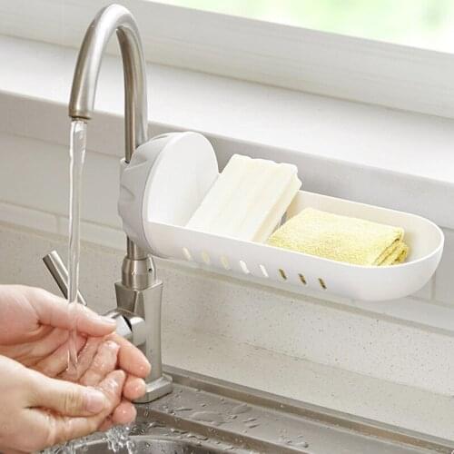 Kitchen Storage Organizer Sink Shelf Soap Sponge Drain Rack Adjustable Faucet Holder Dish Cloth Finishing Drainer Rack Kitchen