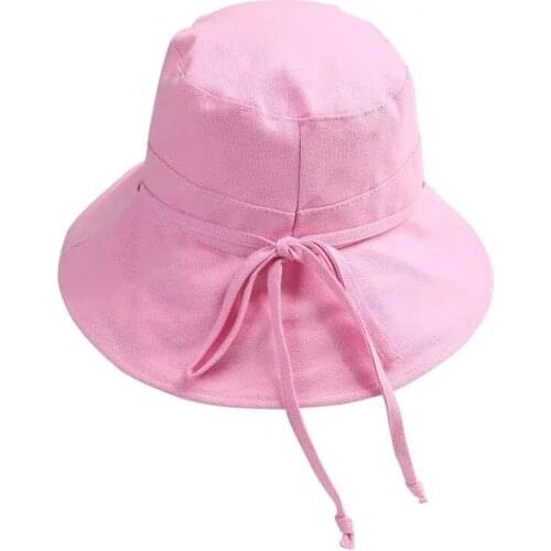 Summer Cotton Women Casual Solid Bucket Hat Outdoor Sun Hats