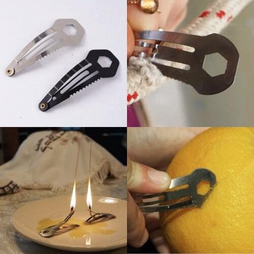 2 Pcs EDC Gadget Outdoor Camping Knife Hairclips Survival Kit Outdoor Survival Mini Self Defense Hairclips Multi-Function Tools