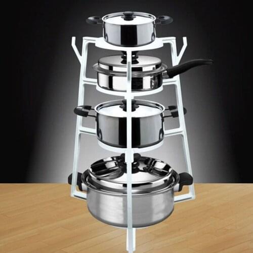 Multi-layer Plastic Pot Rack Vertical Kitchen Storage Cookware Holder Shelf Simple Combination Home Cookware Tool Accessories