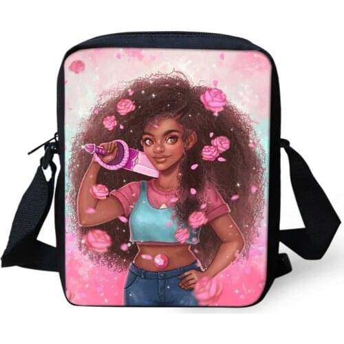 HaoYun Fashion Girls Messenger Bags Kawaii African Girls Pattern Crossbody Bags Afro Arts Mini Flaps Kids Purse Coin Bags