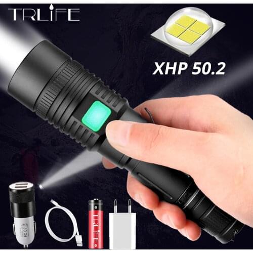 Power Flashlight XHP50.2 LED Flashlight USB Rechargeable Torch Zoom Flashlighs XHP50 Lantern use 18650 26650 Battery