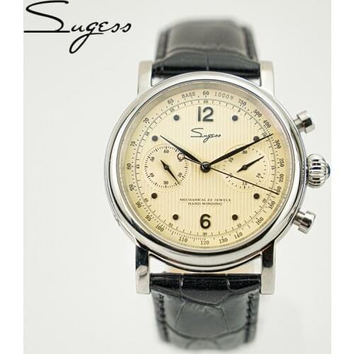 Sugess Seagull Movement Chronograph ST1901 Pilot Mens Watches 1963 Chronograph 40MM Vintage Sapphire Mechanical Watch For Men