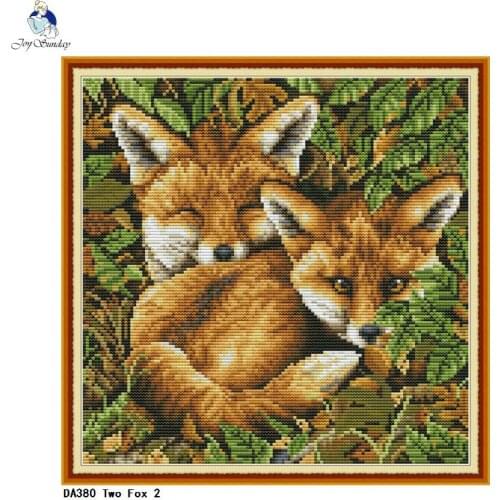 Joy Sunday Two Fox Counted Aida Canvas 14CT and 11CT Cross Stitch Kits DIY Hand For Embroidery Home Decor Needlework Set