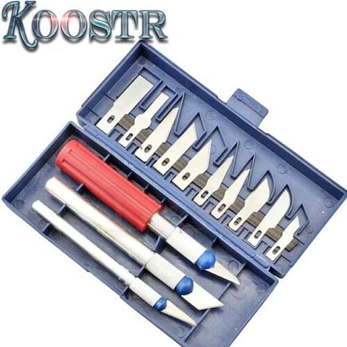 Freeshipping 13PC Hobby Knife Set Gravar Burin Carving Knife Carving Tools Set with 3 Handles Sculpture Knife