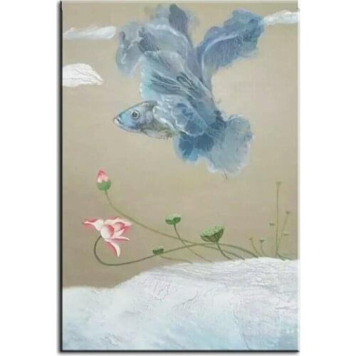 Original oil painting Dancing goldfish painter original paintings decoration painting Custom-made oil painting 16110720