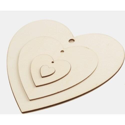 Various sizes of perforated wood chips love patch crafts scrapbook supplies wedding decoration handmade graffiti pendant