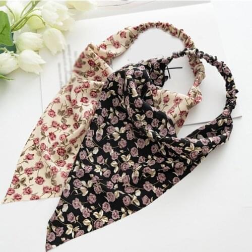 Free Sweet Women Floral Print Scrunchies Triangle Bandanas Hairband Elastic Headband Hair Scarf Fashion Hair Accessories Hot