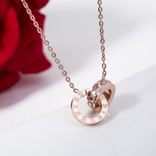 Luxury Digital Necklace Womens Wedding Party 316L Stainless Steel Gift Box