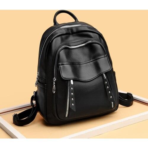 2021 Women Leather Backpacks High Quality Female Vintage Backpack For Girls School Bag Travel Bagpack Ladies Sac A Dos Back Pack