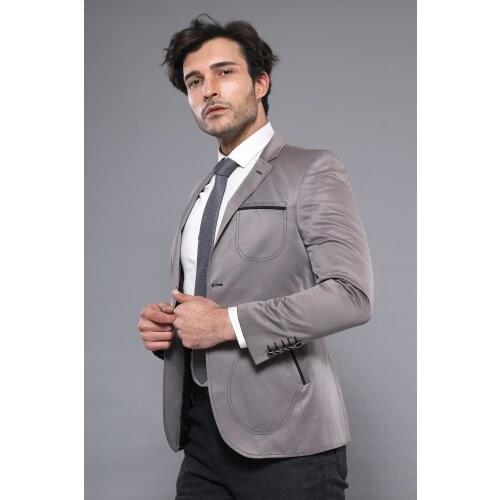 Grey Blazer With Patch Pockets Wessi