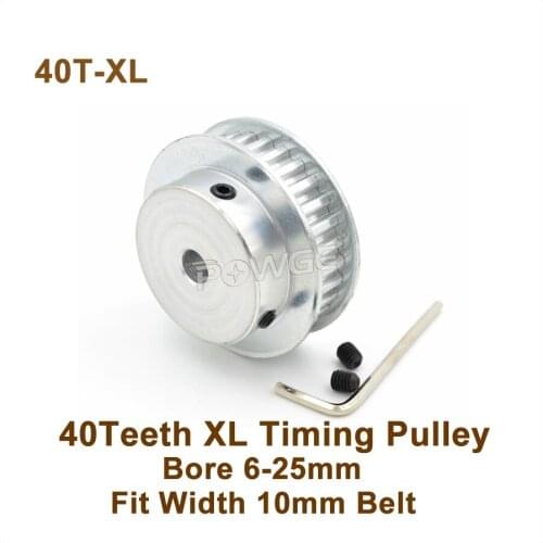 POWGE 40 Teeth XL Timing Pulley Bore 6-25mm Fit W=10mm XL Timing Belt 40T 40Teeth XL Synchronous Belt Pulley 40-XL