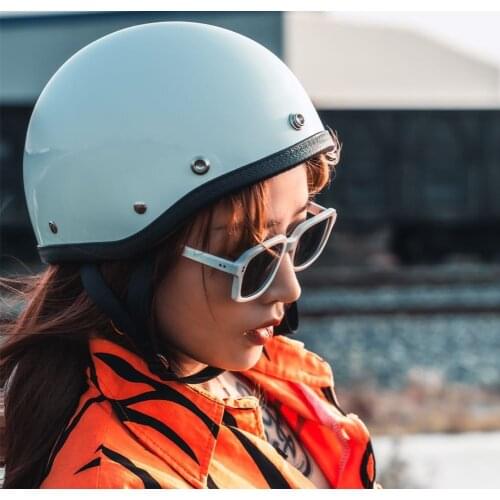 TTCO Half Face Motorcycle Rider Helmet Cap Style Light Weight Open Face Helmet Fiberglass Shell Motorbike Riding Helmets