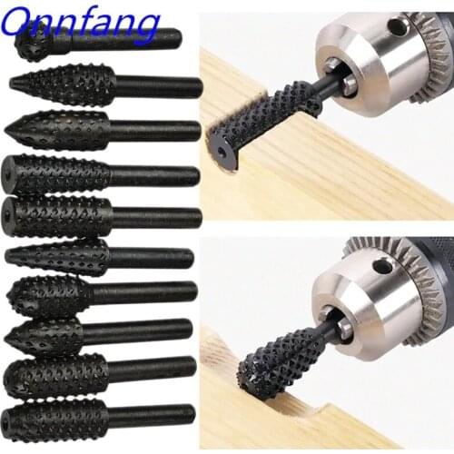 Rasp Burrs Bits Grinding For Woodworking, Popular Shapes 1/4" Shank Rotary Craft Files Carbon Steel Rotary Rasp File