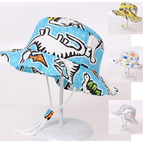 Bucket Hat Baby Kids Summer Sun Beach Girl Boy Animal Breathable Cotton With String Cap Holiday Outdoor Accessory For Spring