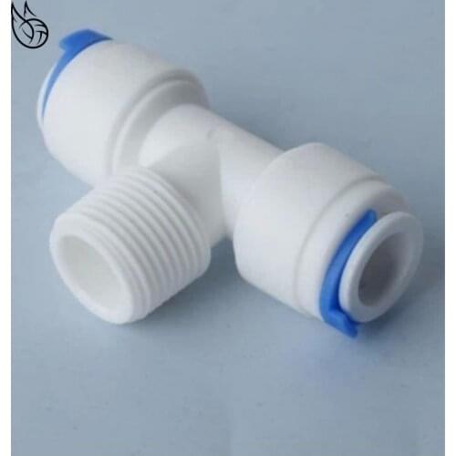 Reverse Osmosis System Fitting T Shape Tee 1/4" 3/8" OD Hose To 1/4" BSP Male Thread RO Water Plastic Pipe Quick Connector