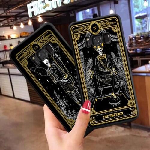 Death Tarot Black TPU Soft Phone case for Samsung S7Edge S8 S9 S10PLUS S10Lite A10 A30 A50 A70 A750 cover