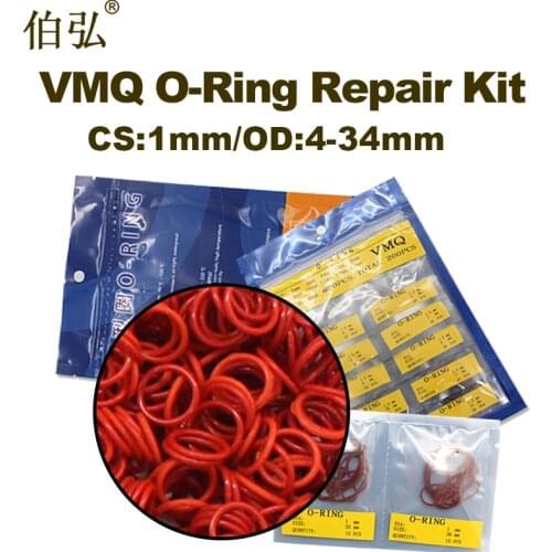 Red Silicone Rubber Multiple size repair kit combination O-ring Silicone/VMQ thickness CS1mm O ring Seal Ring Gasket Washer