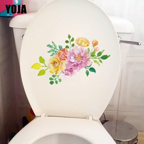 YOJA 22.8X14CM Colorful Cartoon Hand Drawn Flowers Living Room Wall Sticker Toilet WC Decor T1-1200