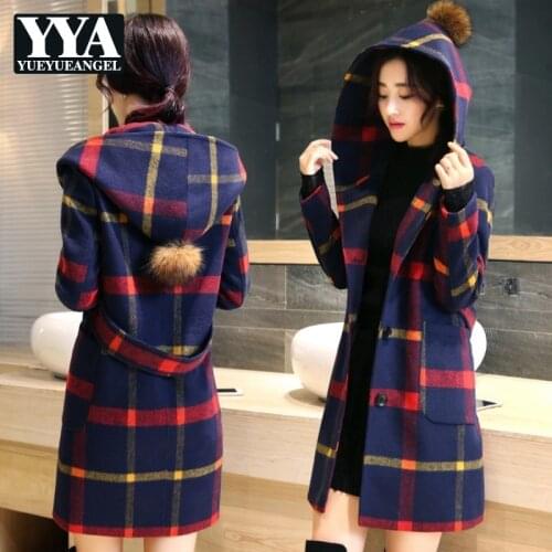 YueYueAngel Women's Plaid Coats