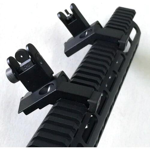 US Stock 1 Pair Tactical Front and Rear Flip Up 45 Degree Offset Rapid Backup Iron Sight Transition Gun Accessories for Hunting