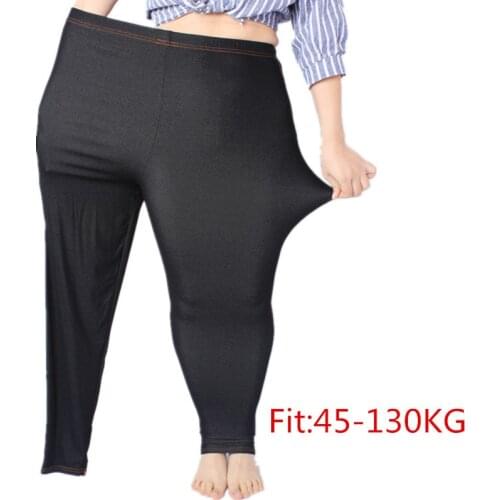 Plus Size Women Leggings 5XL Faux Denim Jeans Jeggings Legging Large Black Stretch Skinny Pencil Pants High Elastic Trousers