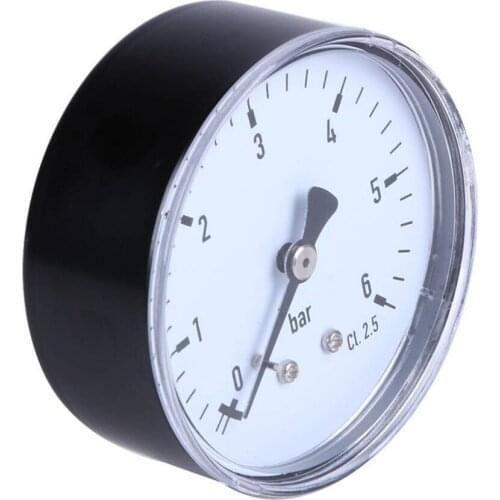 1/4 Male NPT Thread Mount 0-6bar Pressure Gauge Manometer Dial Plate for Fuel Air Oil Water Pressure Measuring Tools