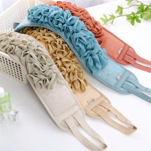 1PC Bath Brush With Bath Flower, Anti-slip Cleaning Body Skin Massage Brush Bathroom Shower Rubbing Back Bath Belt Towel Brush
