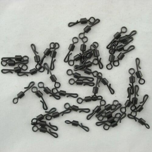 25/50/100pcs Large Long Body Q-Shaped Black Quick Change Swivels for Carp Fishing Accessories 4# Fishing Terminal Tackle