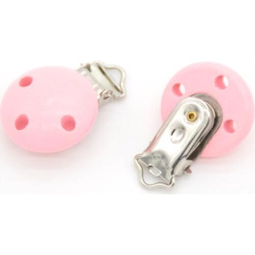 5pcs/lot Wooden Baby Children Pink Pacifier Holder Clip Infant Cute Round Nipple Clasps For Baby Product 3 Hole 4.4cm x 2.9cm