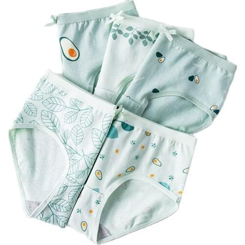 ZJX 5Pcs Cotton Women Panties Comfort Sexy Soft Fashion Style Print Female Breathable Underwear Plus Size Seamless Girls Briefs