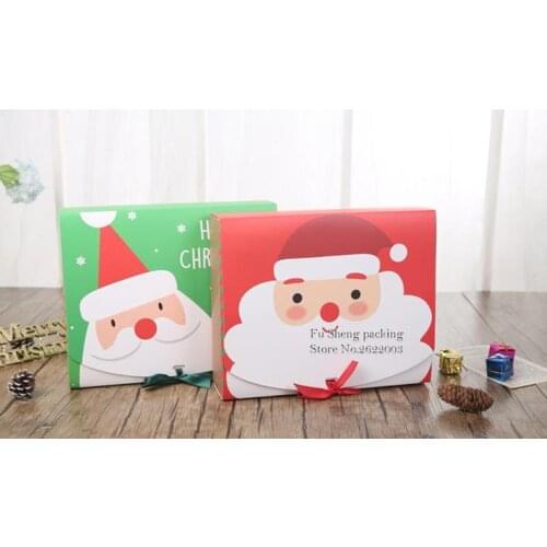 50pcs/lot Christmas Gift Box, 24x19.5x7cm Paper Santa Claus Snowman Candy Cookie Christmas Decoration box Pack Boxes