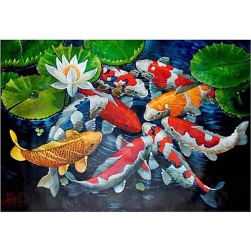 5D Art Diamond Painting Round Full Diamond Koi Carp Cross Stitch Kits Embroidery Home Decors Gift