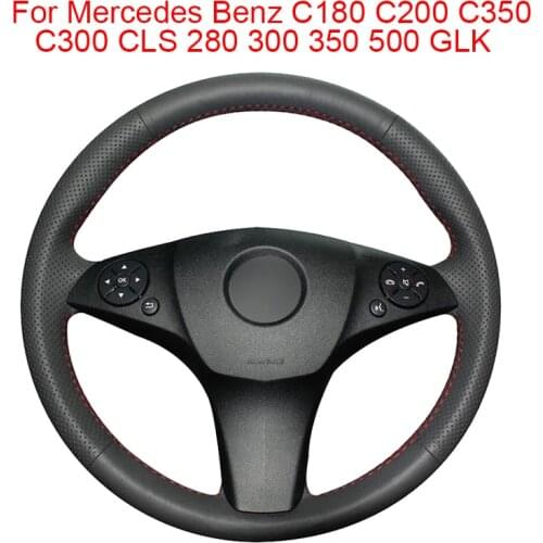 DIY Car Steering Wheel Cover For Mercedes Benz C180 C200 C350 C300 CLS 280 300 350 500 GLK Leather Braid For Auto Steering Wheel