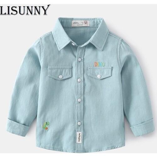 2021 Children Autumn Boys Shirts Tops Long Sleeve Kid Wedding Clothes Baby Tee Shirt Students Blouses Clothing Solid embroidered